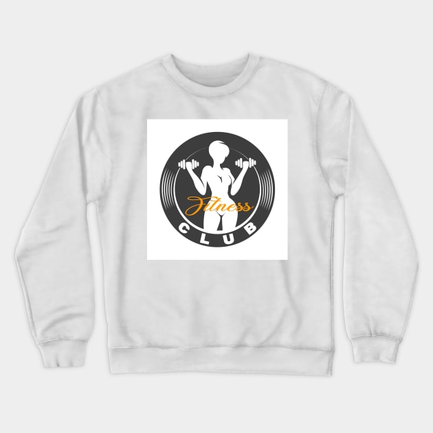 Fitness club logo or emblem with woman silhouette Crewneck Sweatshirt by devaleta